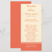 25 4x9 huwelijksprogramma roze/perzik formele rol programmakaart (Voorkant / Achterkant)