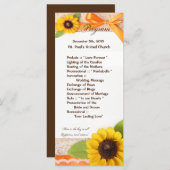 25 4x9 Huwelijksprogramma Rustiek Zonnebloem Land Programmakaart (Voorkant / Achterkant)