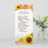 25 4x9 Huwelijksprogramma Rustiek Zonnebloem Land Programmakaart (Staand voorkant)