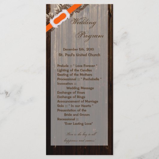 25 4x9 Huwelijksprogramma Schuur Hout Rustiek Land Programmakaart (Voorkant)