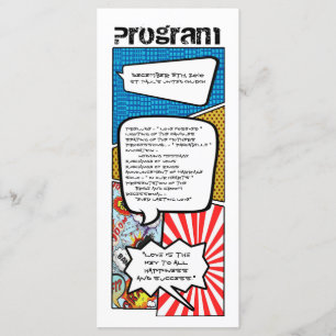 25 4x9 Huwelijksprogramma Stripboek Pop Art Programmakaart
