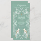 25 4x9 Huwelijksprogramma  Tortelduifjes Aqua Tea Programmakaart (Voorkant / Achterkant)
