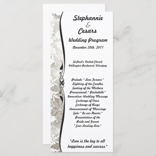 25 4x9 Huwelijksprogramma Zilveren Kerst Vervagen Programmakaart (Voorkant / Achterkant)