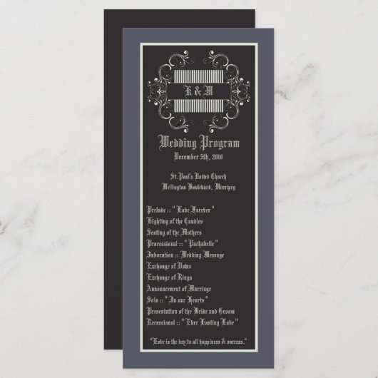 25 4x9 Huwelijksprogramma Zwart Stropdas Affair fi Programmakaart (Voorkant / Achterkant)