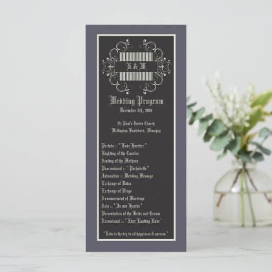 25 4x9 Huwelijksprogramma Zwart Stropdas Affair fi Programmakaart (Staand voorkant)