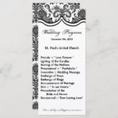 25 4x9 Huwelijksprogramma Zwart Wit Damask Lace Pr Programmakaart (Voorkant / Achterkant)