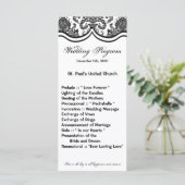 25 4x9 Huwelijksprogramma Zwart Wit Damask Lace Pr Programmakaart (Staand voorkant)