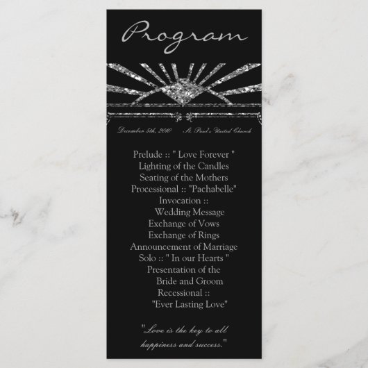 25 4x9 Trouwprogramma Art Deco Roaring 20s Gatsby Programmakaart (Voorkant)