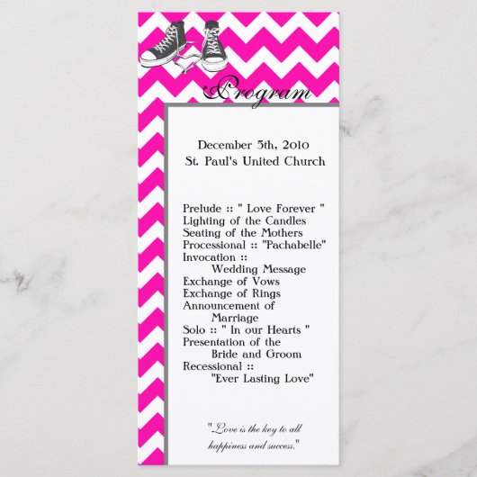 25 4x9 Trouwprogramma Chevron Stripe Zig Zag Prin Programmakaart (Voorkant)
