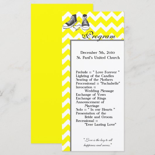 25 4x9 Trouwprogramma Chevron Stripe Zig Zag Prin Programmakaart (Voorkant / Achterkant)