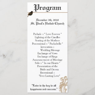 25 4x9 Trouwprogramma Formele Tortelduifjes Duif Programmakaart