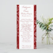 25 4x9 Trouwprogramma Kerst Rode Sneeuwvlokken Programmakaart (Staand voorkant)