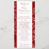 25 4x9 Trouwprogramma Kerst Rode Sneeuwvlokken Programmakaart (Voorkant)