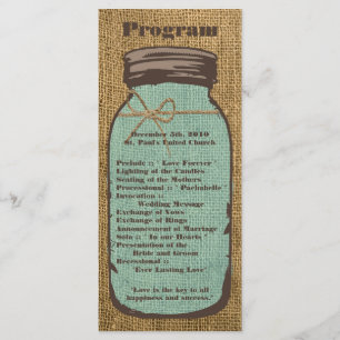 25 4x9 Trouwprogramma Mason Jar Burlap Land Programmakaart