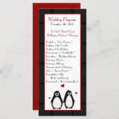 25 4x9 Trouwprogramma Penguin Love Paar Mate voor Programmakaart (Voorkant / Achterkant)