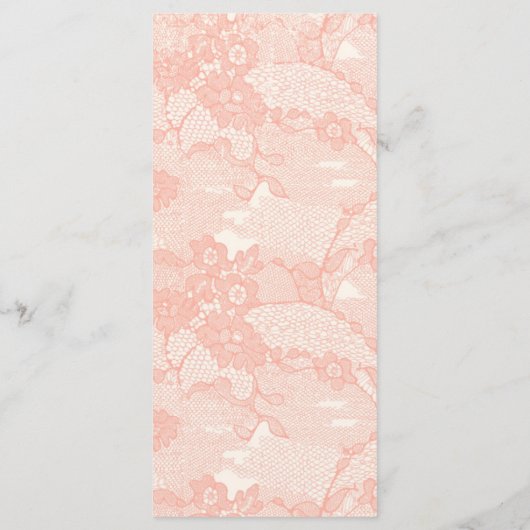 25 4x9 Wedding Program Country Coral Lace Print Programmakaart (Achterkant)