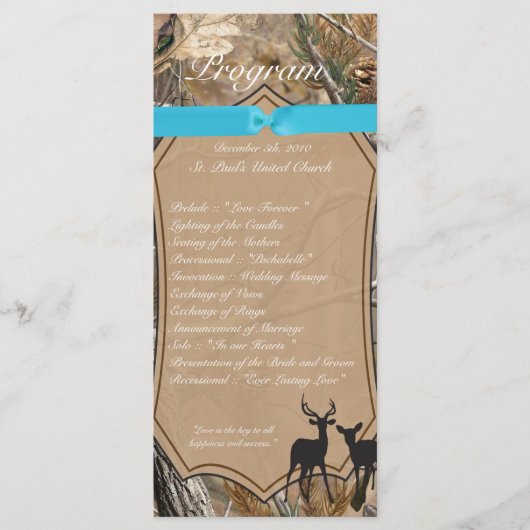 25 4x9 Wedding Program Hunters Camo Camoflauge Dee Programmakaart (Voorkant)