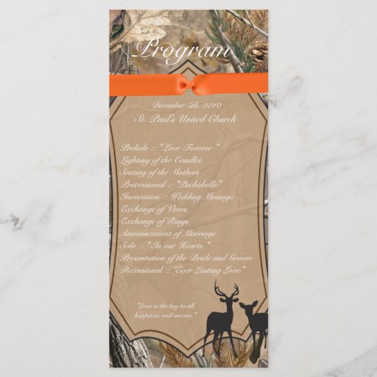 25 4x9 Wedding Program Hunters Camo Camoflauge Dee Programmakaart (Voorkant)