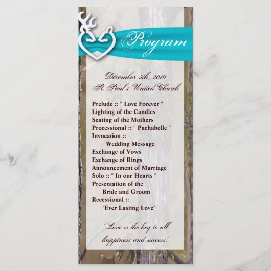 25 4x9 Wedding Program Hunting Deer Doe Buck Camo Programmakaart (Voorkant)