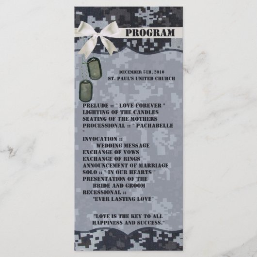 25 4x9 Wedding Program Navy DIGITAL PRINT Uniform Programmakaart (Voorkant)
