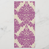 25 4x9 Wedding Program Paarse Gold Damask Lace Pri Programmakaart (Achterkant)