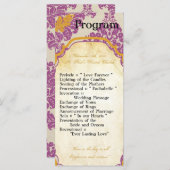 25 4x9 Wedding Program Paarse Gold Damask Lace Pri Programmakaart (Voorkant / Achterkant)