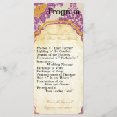 25 4x9 Wedding Program Paarse Gold Damask Lace Pri Programmakaart (Voorkant)