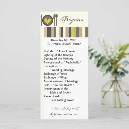 25 4x9 Wedding Program Wedding China Borden Programmakaart (Staand voorkant)