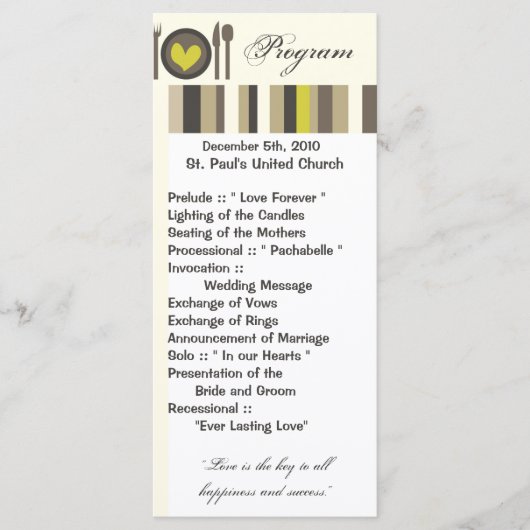 25 4x9 Wedding Program Wedding China Borden Programmakaart (Voorkant)