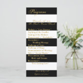25 4x9 Wedding Programma Modern Stripe Black White Programmakaart (Staand voorkant)