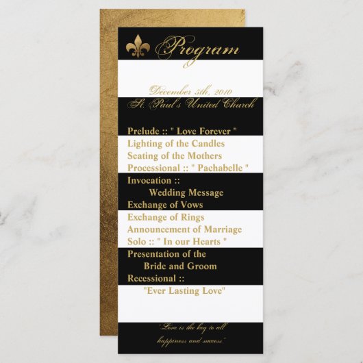 25 4x9 Wedding Programma Modern Stripe Black White Programmakaart (Voorkant / Achterkant)