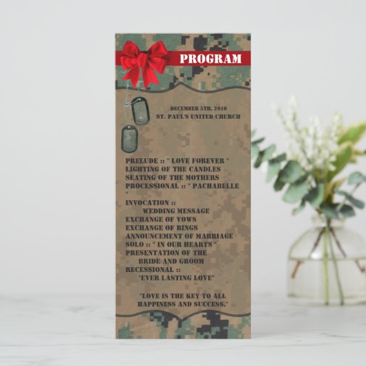 25 4x9 Wedding Programme Marine DIGITAL PRINT Unif Programmakaart (Staand voorkant)