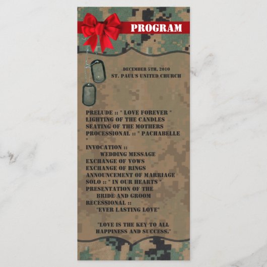 25 4x9 Wedding Programme Marine DIGITAL PRINT Unif Programmakaart (Voorkant)