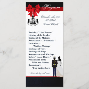 25 4x9 Wedding Programme Marine Uniform Groom Brid Programmakaart