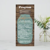 25 4x9 Wedding Programme Mason Jar Wood Land Programmakaart (Staand voorkant)
