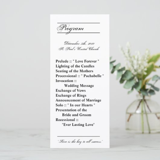 25 4x9 Wedding Programme Modern Typography Newspri Programmakaart (Staand voorkant)