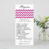 25 4x9 Wedding Programme Roze Glitter Chevron Zig Programmakaart (Staand voorkant)