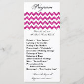 25 4x9 Wedding Programme Roze Glitter Chevron Zig Programmakaart (Voorkant)