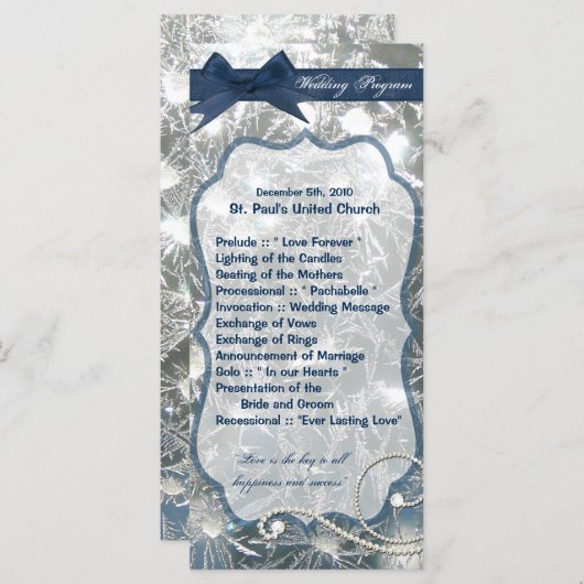 25 4x9 Wedding Programme Shattered Ice Broken Wint Programmakaart (Voorkant / Achterkant)