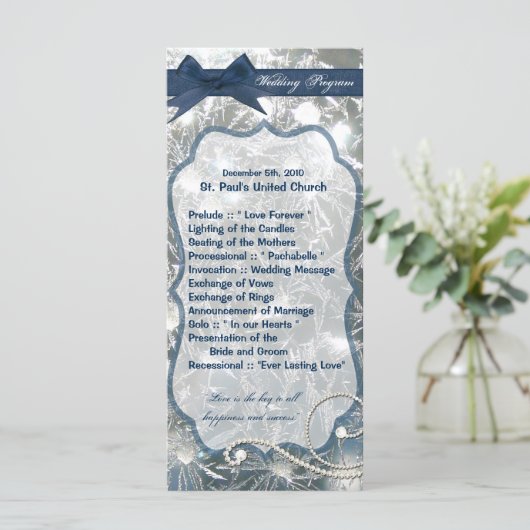 25 4x9 Wedding Programme Shattered Ice Broken Wint Programmakaart (Staand voorkant)