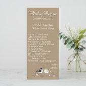 25 4x9 Wedding Programme Wedding Birds Bride Groom Programmakaart (Staand voorkant)