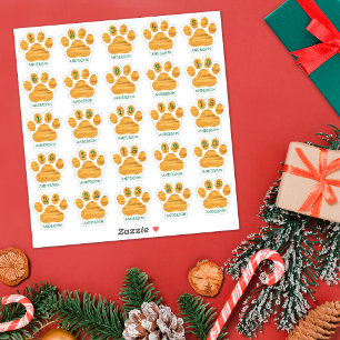 25 Aangepaste dagen van december Dog Paw Advent Sticker