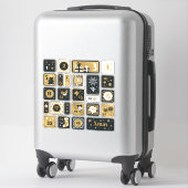 25 Adventskalender Stickers zwart goud Kerst (Koffer)