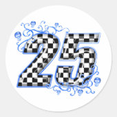 25 blauw racingnummer ronde sticker (Voorkant)
