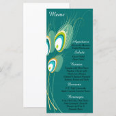 25 Blue Peacock Feather Menu Kaarten (Voorkant / Achterkant)