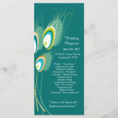 25 Blue Peacock Feather Wedding Programs Programmakaart (Voorkant)