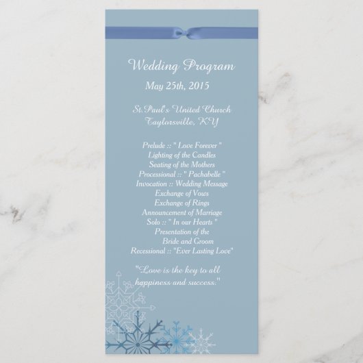25 Blue Snowflake Winter Wedding Programs Programmakaart (Voorkant)