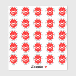 25 Bright Red Lipstick Kiss Mark Sticker