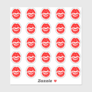 25 Bright Red Lipstick Kiss Mark Sticker