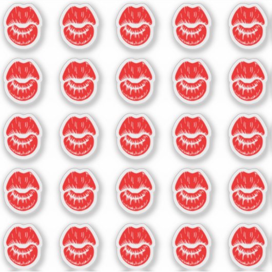 25 Bright Red Lipstick Kiss Mark Sticker (Voorkant)